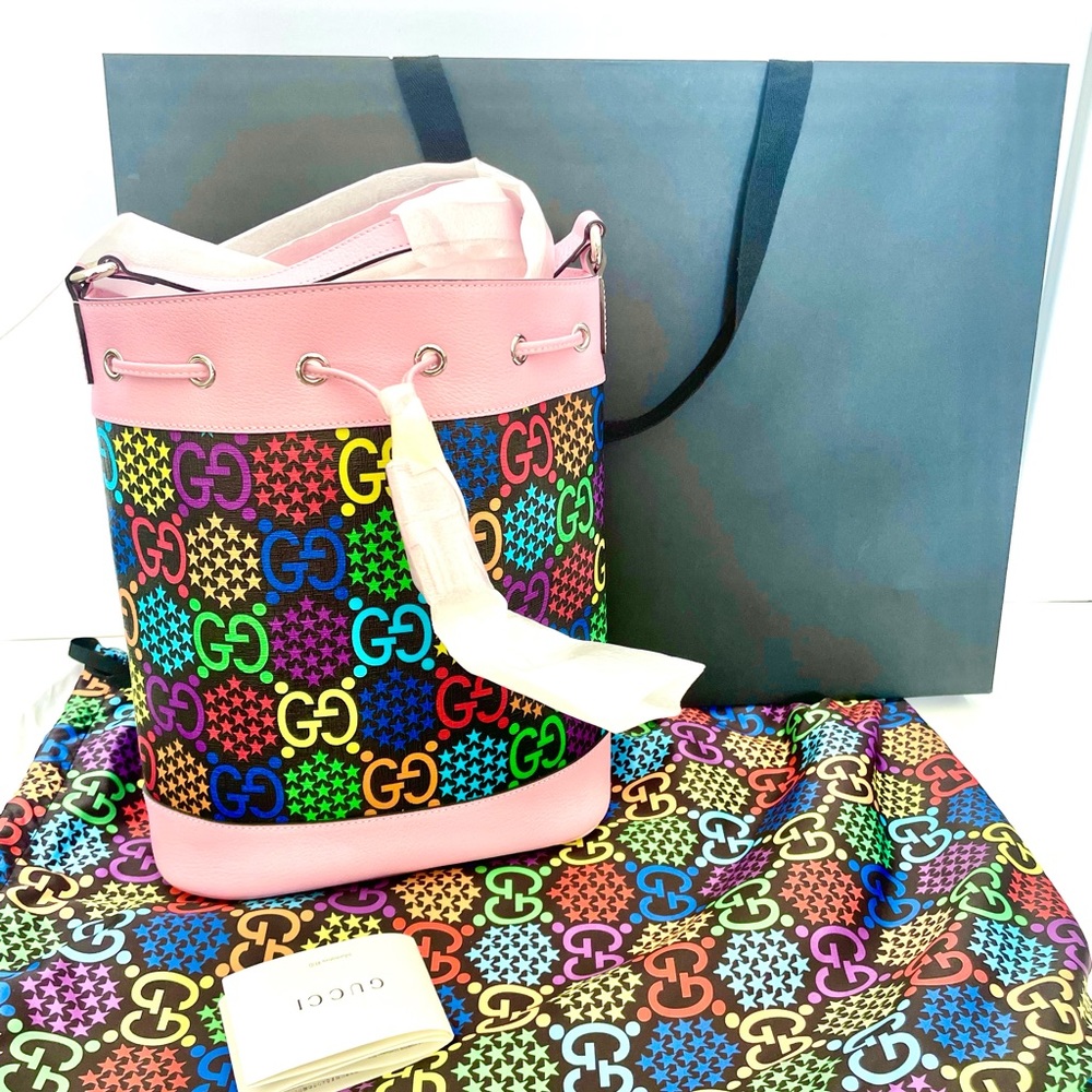 Gucci GG Psychedelic Logo Bucket Bag